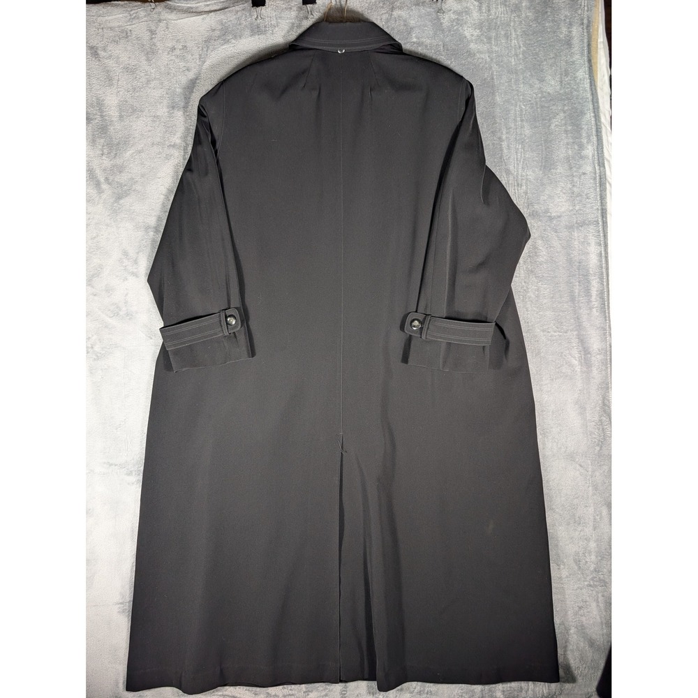 Gallery Woman Black Longline Trench Coat Collared Button Front Plus Size 3X - Picture 2 of 11